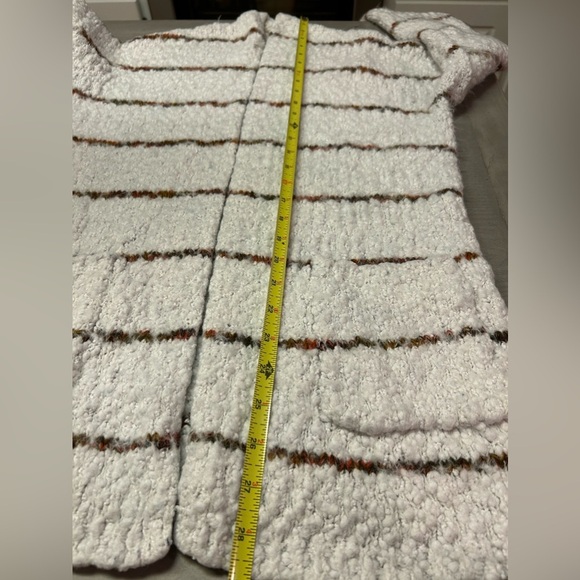 Altar'd State White Striped Eyelash Cardigan Sweater Open Front Pockets Size M/L - Picture 8 of 10